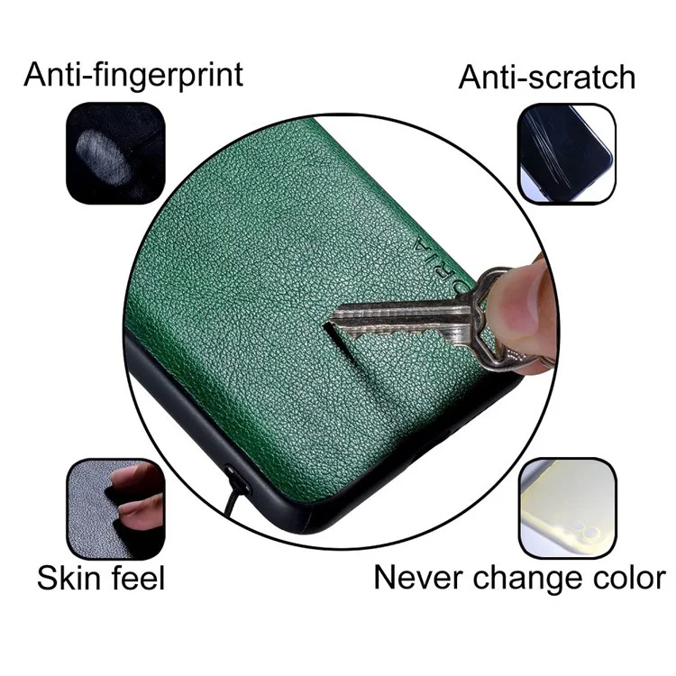 Aioria Per Samsung Galaxy Z Flip3 5G Custodia Per Telefono Pieghevole Anti-drop pc Rivestito in Pelle Testurizzata - Verde