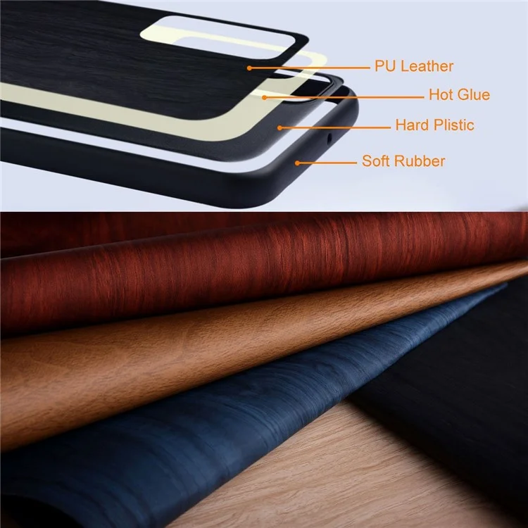 Aioria Pour Samsung Galaxy Z Flip3 5G PU Cuir + PC + TPU Téléphone Drop-orfroof Retro Wood Texture Anti-scratch Cover - le Noir