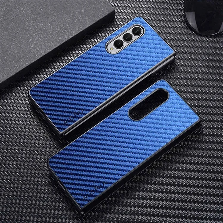 Aioria Para Samsung Galaxy Z Fold4 5G Case de Teléfono Anti-scratch Fiber Textura Anti-drop PU Leather +PC Cubierta de Teléfono Móvil - Azul