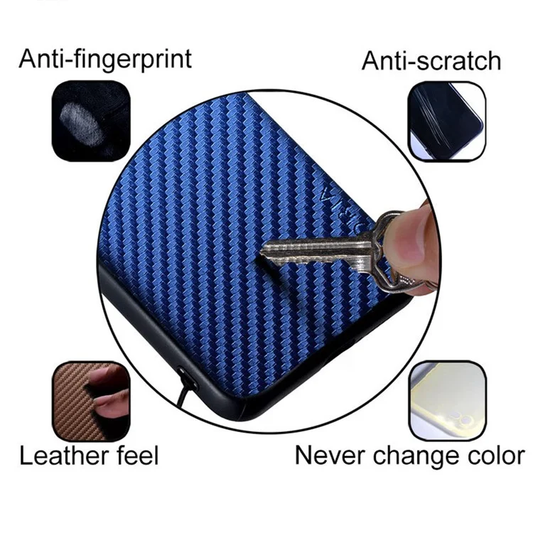 Aioria Para Samsung Galaxy Z Fold4 5G Case de Teléfono Anti-scratch Fiber Textura Anti-drop PU Leather +PC Cubierta de Teléfono Móvil - Azul