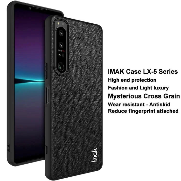 IMAK LX-5 Series for Sony Xperia 1 IV 5G Cross Texture Drop-proof Phone Case Leather Coated PC + TPU Hybrid Cover
