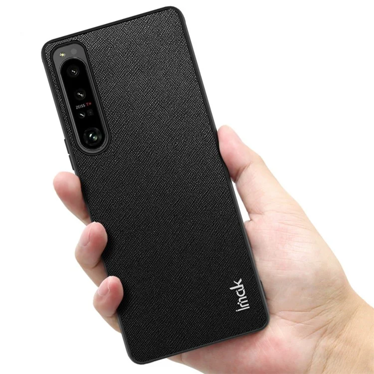 IMAK LX-5 Series for Sony Xperia 1 IV 5G Cross Texture Drop-proof Phone Case Leather Coated PC + TPU Hybrid Cover