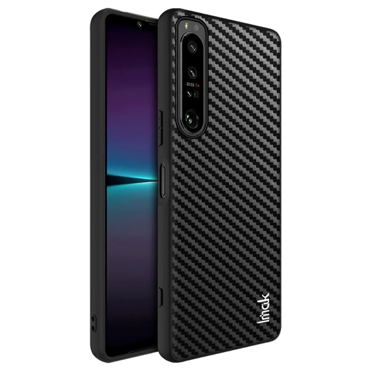 Série IMAK LX-5 Pour Sony Xperia 1 IV 5G Fibre de Carbone Texture Anti-doigtprint Couverture de Téléphone en Cuir TPU PC Bottom