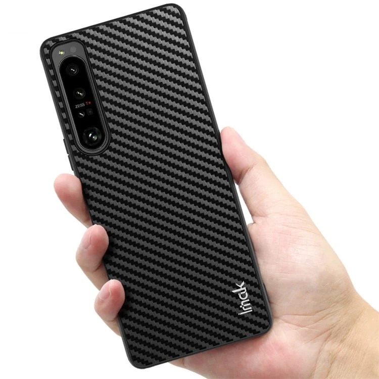 Série IMAK LX-5 Pour Sony Xperia 1 IV 5G Fibre de Carbone Texture Anti-doigtprint Couverture de Téléphone en Cuir TPU PC Bottom