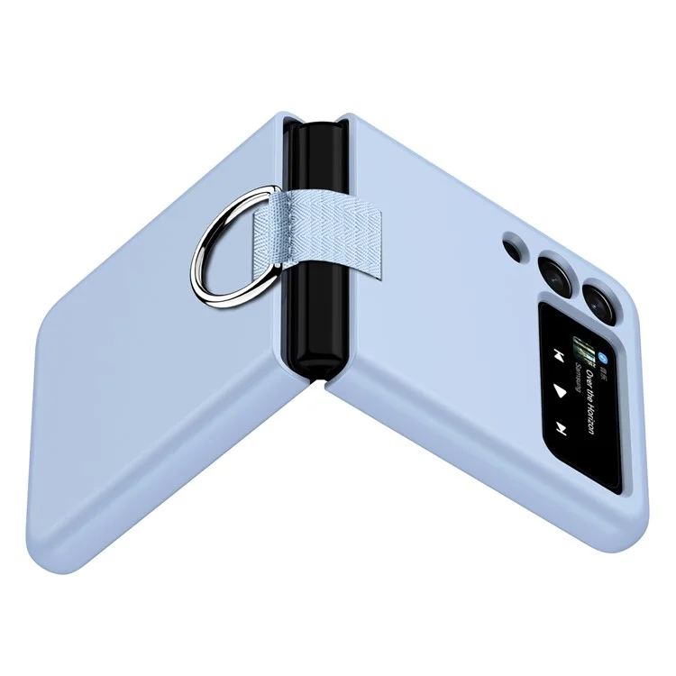 Para Samsung Galaxy Z Flip3 5G Sólido Cor Anel Suporte Design Anti-desgaste Cell Phone Case Protective Back Cover - Baby Blue