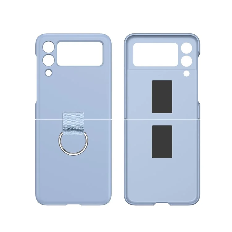 Para Samsung Galaxy Z Flip3 5G Sólido Cor Anel Suporte Design Anti-desgaste Cell Phone Case Protective Back Cover - Baby Blue