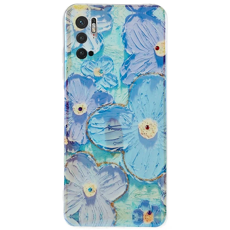 Для Xiaomi Redmi Note 10 5G Износостойкий чехол IMD для телефона с украшением из эпоксидной смолы и стразами, цветочный узор, TPU-чехол