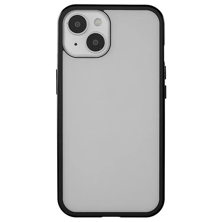 For iPhone 14 Plus All-around Protection Metal Bumper + Double-sided Tempered Glass Anti-wear Magnetic Phone Cover - Black