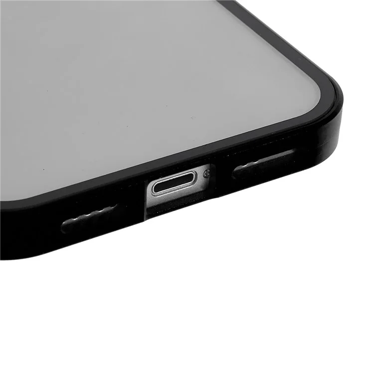 For iPhone 14 Plus All-around Protection Metal Bumper + Double-sided Tempered Glass Anti-wear Magnetic Phone Cover - Black