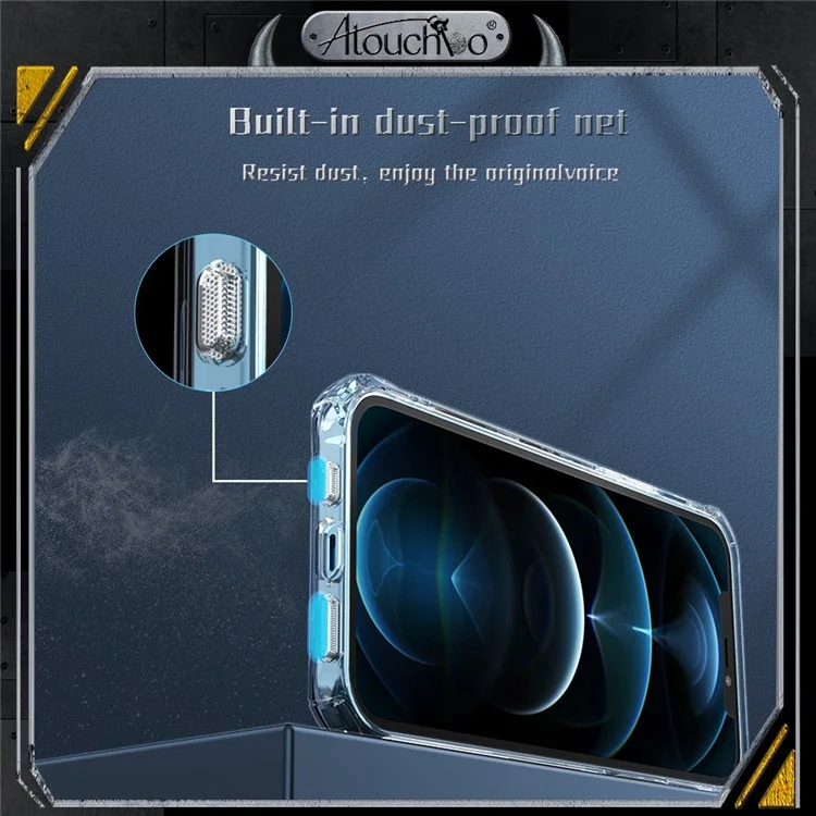 Atouchbo Anti-Yellow Back Cover Для Iphone 14 6,1 Дюйма Ultra Clear Soft Tpu Chase Case Anti-fall Mobile Phore Shell