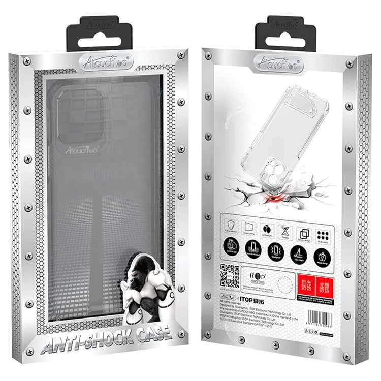 Atouchbo Anti-Yellow Back Cover Для Iphone 14 6,1 Дюйма Ultra Clear Soft Tpu Chase Case Anti-fall Mobile Phore Shell