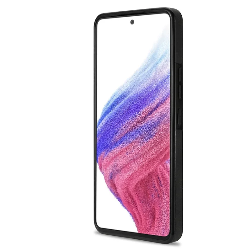 N.BEKUS For Samsung Galaxy A53 5G Anti-fall Phone Case Kickstand RFID Blocking Vertical Card Holder PU Leather+TPU Protective Phone Cover - Black