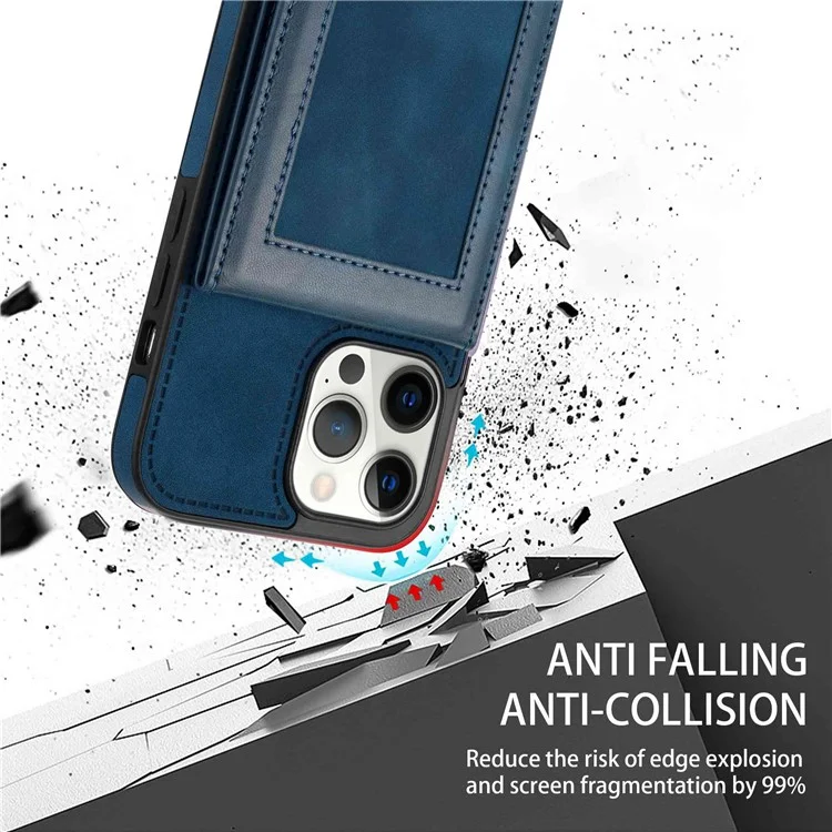 n. Case de Teléfono Bekus Para Iphone 12 Pro Max 6.7 Pulgadas, Bloqueo de RFID Bloqueo de Tarjetas Verticales Kickstand PU Leather+TPU Teléfono Anti-scratch Teléfono Trasero - Azul