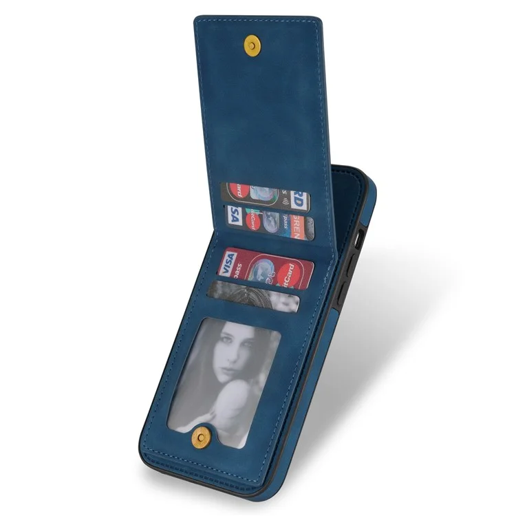 n. Case de Teléfono Bekus Para Iphone 12 Pro Max 6.7 Pulgadas, Bloqueo de RFID Bloqueo de Tarjetas Verticales Kickstand PU Leather+TPU Teléfono Anti-scratch Teléfono Trasero - Azul
