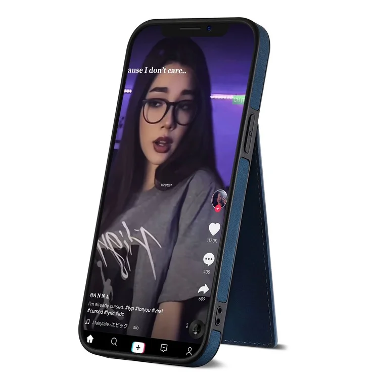 n. Case de Teléfono Bekus Para Iphone 12 Pro Max 6.7 Pulgadas, Bloqueo de RFID Bloqueo de Tarjetas Verticales Kickstand PU Leather+TPU Teléfono Anti-scratch Teléfono Trasero - Azul