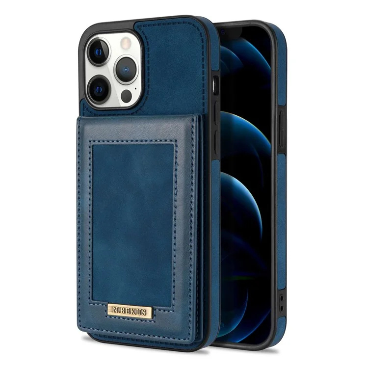 n. Case de Teléfono Bekus Para Iphone 12 Pro Max 6.7 Pulgadas, Bloqueo de RFID Bloqueo de Tarjetas Verticales Kickstand PU Leather+TPU Teléfono Anti-scratch Teléfono Trasero - Azul