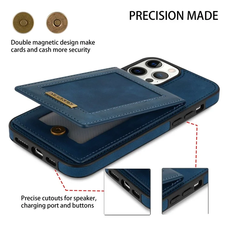 n. Case de Teléfono Bekus Para Iphone 12 Pro Max 6.7 Pulgadas, Bloqueo de RFID Bloqueo de Tarjetas Verticales Kickstand PU Leather+TPU Teléfono Anti-scratch Teléfono Trasero - Azul