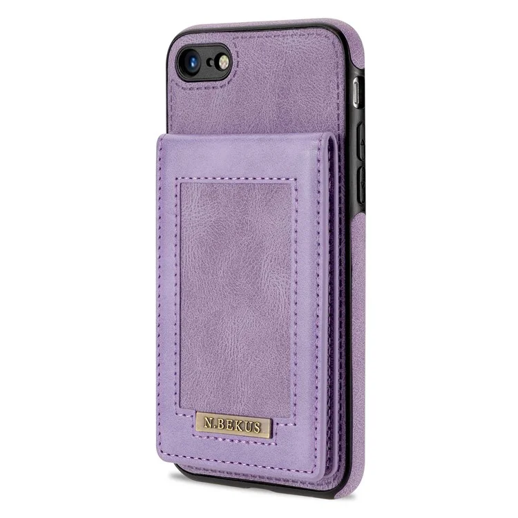 n. Bekus Pour Iphone 8 / 7 / SE (2020) / SE (2022) PU Cuir + Tpu Shell de Téléphone Portable RFID Blocking Vertical Carte Holder Kickstand Téléphone Case - Violet