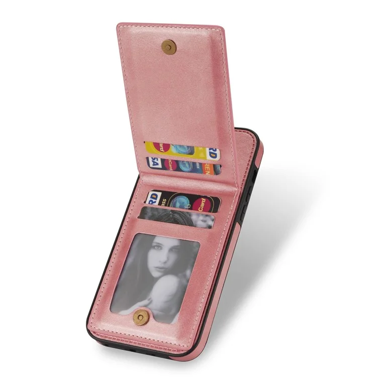 n. Bekus Pour L'iphone 14 Max 6,7 Pouces de Téléphone Mobile Couverture RFID Blocking Vertical Carte Hickstand pu Leather + Tpu Phone Back Shell - or Rose