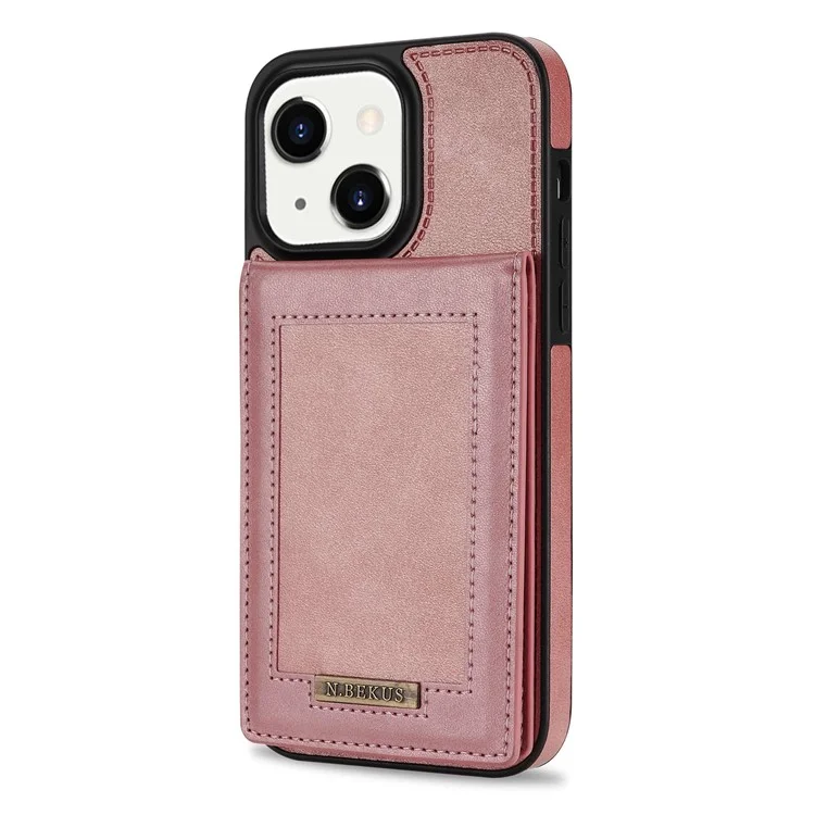 n. Bekus Pour L'iphone 14 Max 6,7 Pouces de Téléphone Mobile Couverture RFID Blocking Vertical Carte Hickstand pu Leather + Tpu Phone Back Shell - or Rose