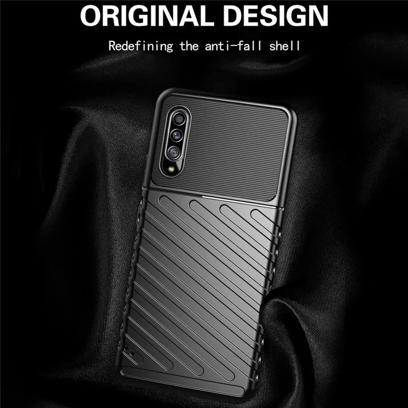 Für Samsung Galaxy A90 5G Thunder Series Verschleißfeste Hülle Dickeres TPU Handy-Gehäuse - Schwarz
