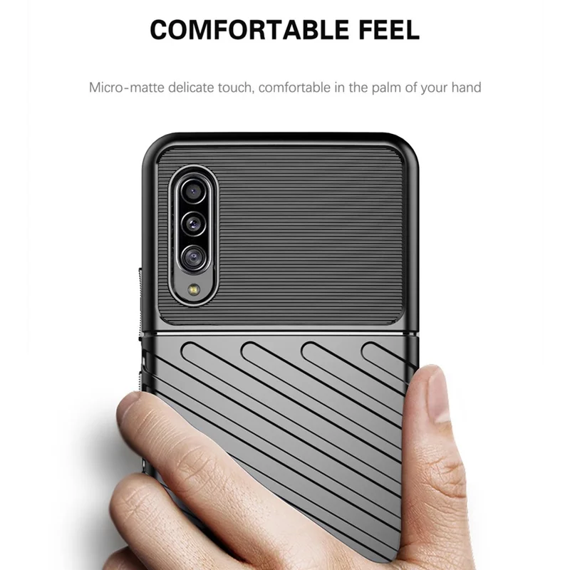 Für Samsung Galaxy A90 5G Thunder Series Verschleißfeste Hülle Dickeres TPU Handy-Gehäuse - Schwarz