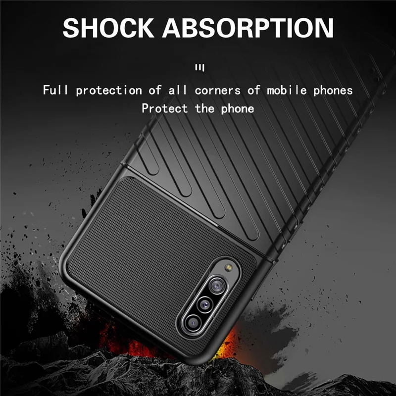 Für Samsung Galaxy A90 5G Thunder Series Verschleißfeste Hülle Dickeres TPU Handy-Gehäuse - Schwarz