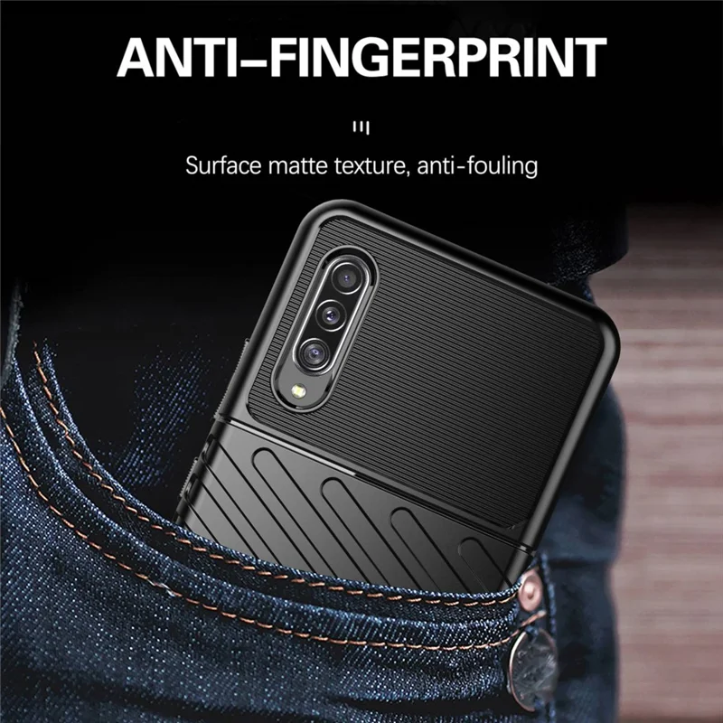 Für Samsung Galaxy A90 5G Thunder Series Verschleißfeste Hülle Dickeres TPU Handy-Gehäuse - Schwarz