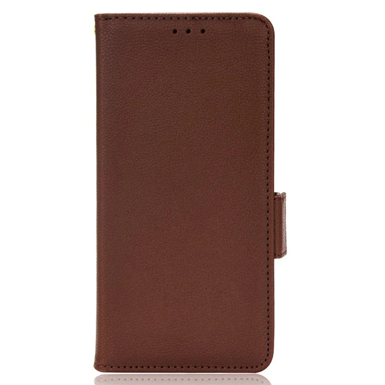 Per Vision Cricket Plus Litchi Texture Dual Magnetic Clasp Telefono Case di Pelliccia Pul Portafoglio Coperchio - Marrone
