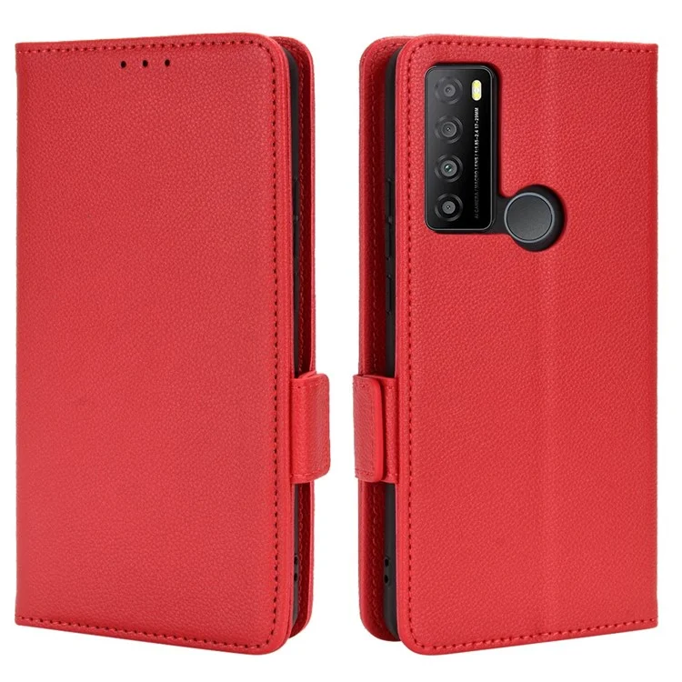 Pour TCL 30 XL T701DL Litchi Texture Côté Fermoir Magnétique Couvercle de Portefeuille TPU TPU TPU - Rouge