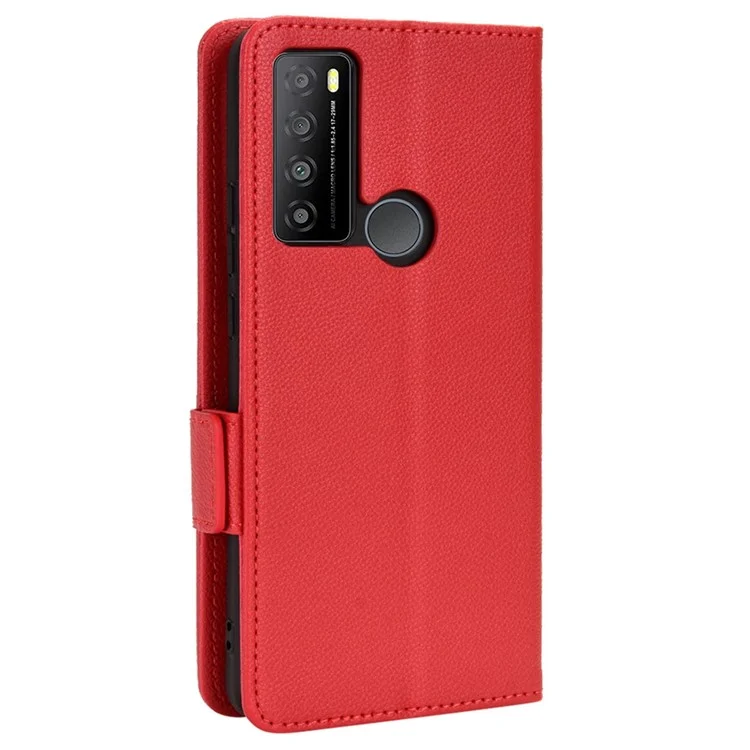 Pour TCL 30 XL T701DL Litchi Texture Côté Fermoir Magnétique Couvercle de Portefeuille TPU TPU TPU - Rouge