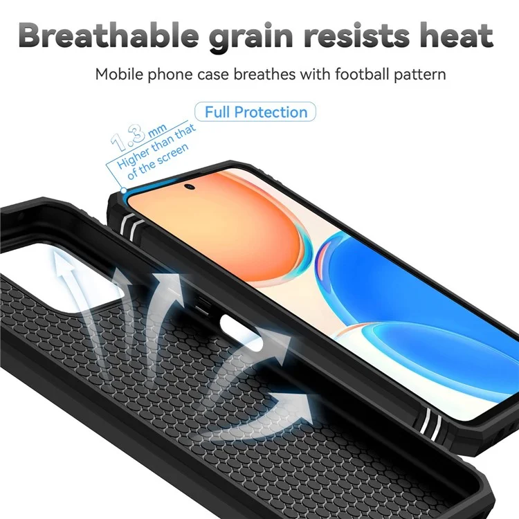 Slide Camera Protector Phone Case für Honor X8 4G 4G, PC + TPU Metallring Kickstand Hybrid Cover - Schwarz