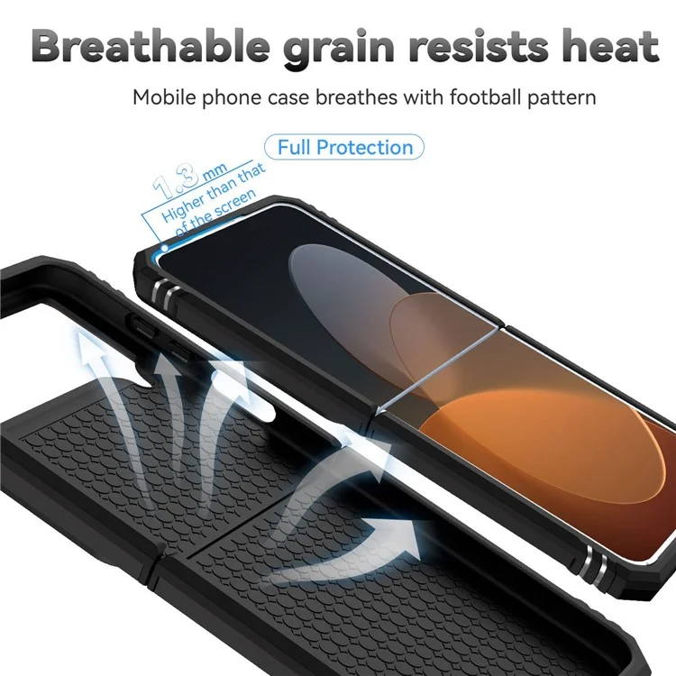 Pour Samsung Galaxy Z Flip4 5G Slide Camera Protector Phone Case Ring Holder Kickstand PC + TPU Hybrid Cover - Noir
