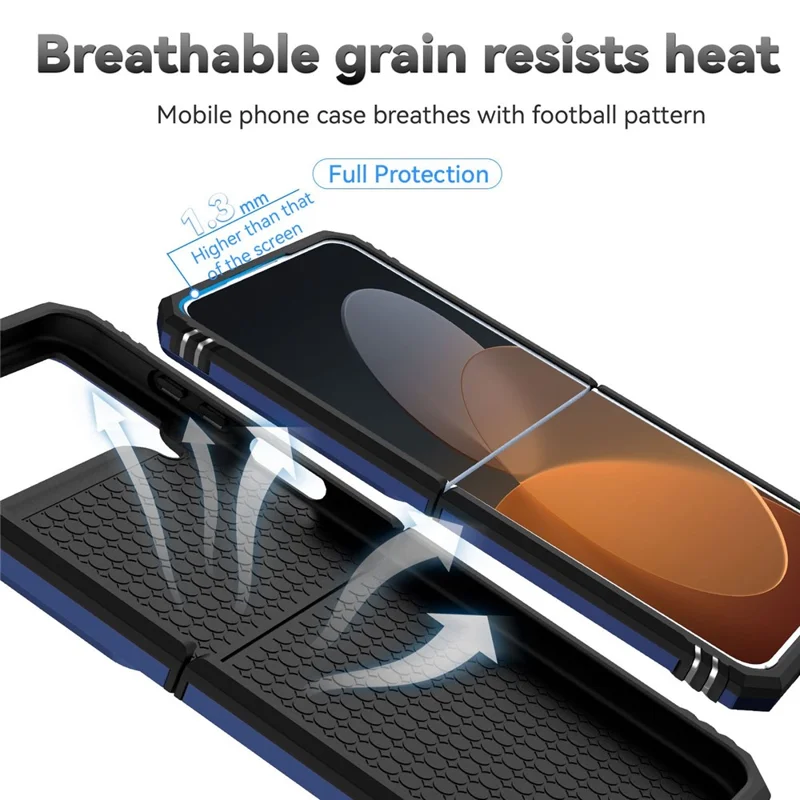For Samsung Galaxy Z Flip4 5G Slide Camera Protector Phone Case Ring Holder Kickstand PC + TPU Hybrid Cover - Blue