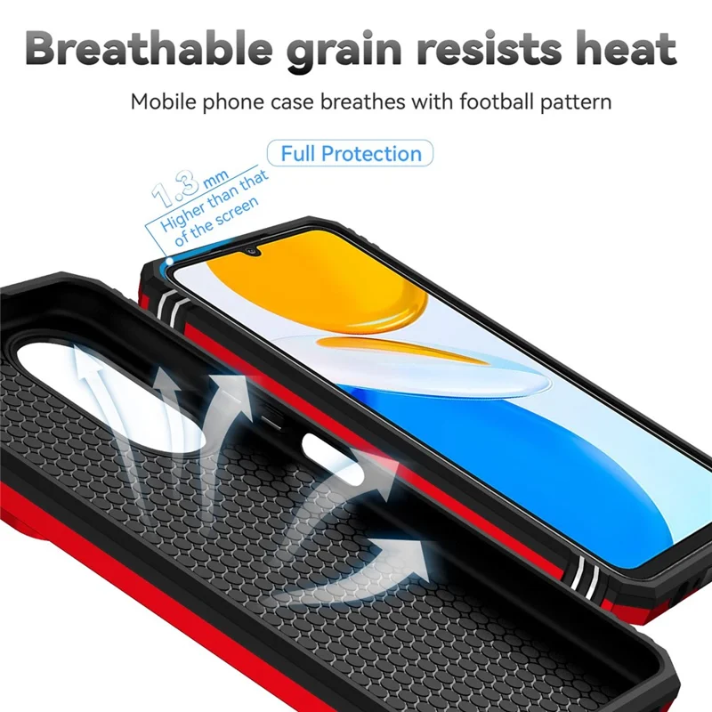 Чехол для телефона For Honor X7 4G с жёстким ПК + мягким ТПУ, с металлическим кольцевым держателем-подставкой и выдвижной защитой камеры - Красный