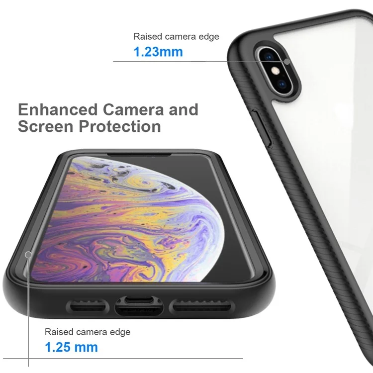 For iPhone XS Max 6.5 inch Anti-scratch Hard PC + Soft TPU Hybrid Cover Anti-drop Phone Case with PET Screen Protector - Pink / Black