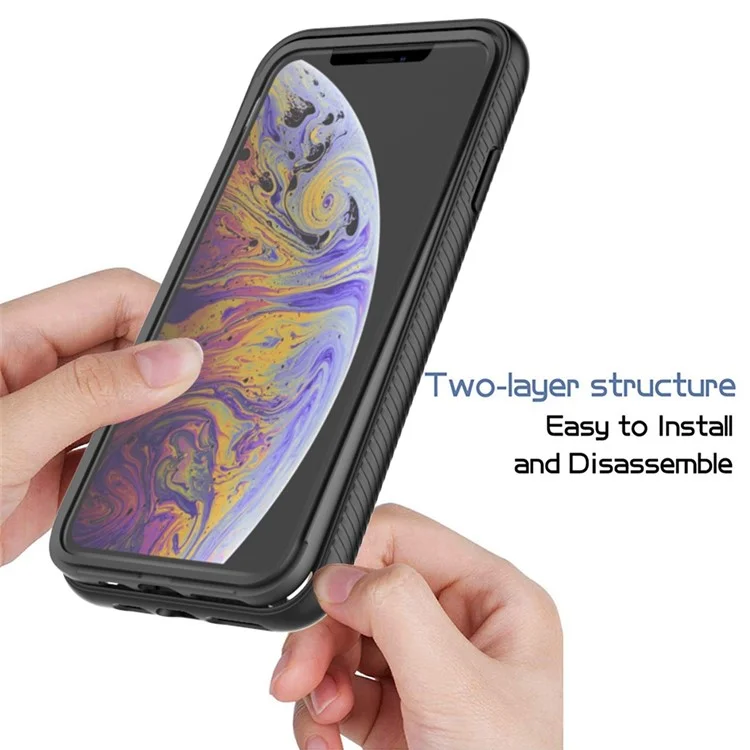 For iPhone XS Max 6.5 inch Anti-scratch Hard PC + Soft TPU Hybrid Cover Anti-drop Phone Case with PET Screen Protector - Red / Black