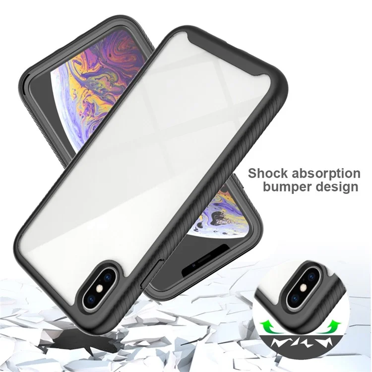 For iPhone XS Max 6.5 inch Anti-scratch Hard PC + Soft TPU Hybrid Cover Anti-drop Phone Case with PET Screen Protector - Red / Black