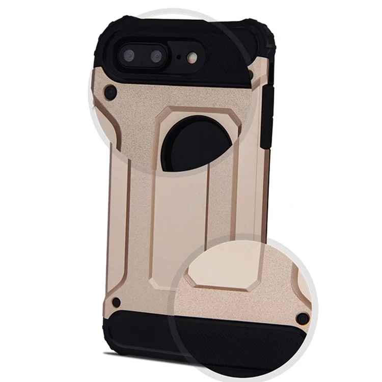 Mobile Phone Case for iPhone 8 Plus 5.5 inch, TPU + PC Back Cover Shockproof Protective Shell - Gold