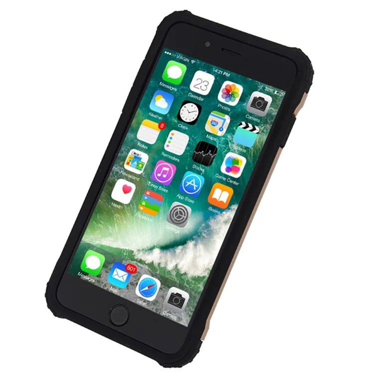 Mobile Phone Case for iPhone 8 Plus 5.5 inch, TPU + PC Back Cover Shockproof Protective Shell - Black