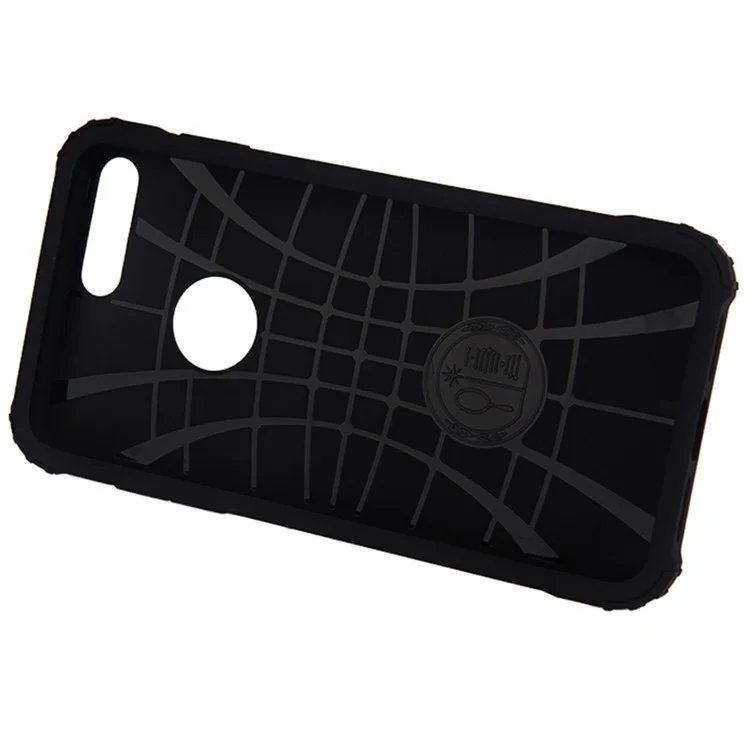 Mobile Phone Case for iPhone 8 Plus 5.5 inch, TPU + PC Back Cover Shockproof Protective Shell - Black