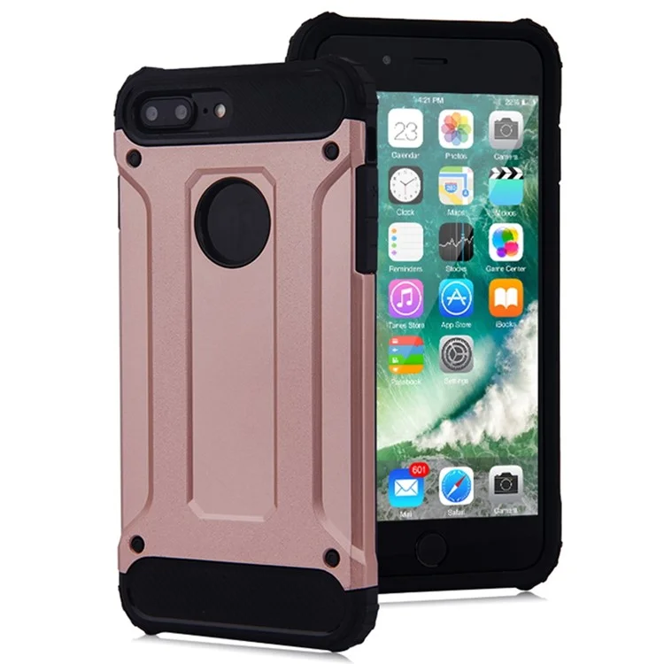 Mobile Phone Case for iPhone 8 Plus 5.5 inch, TPU + PC Back Cover Shockproof Protective Shell - Rose Gold