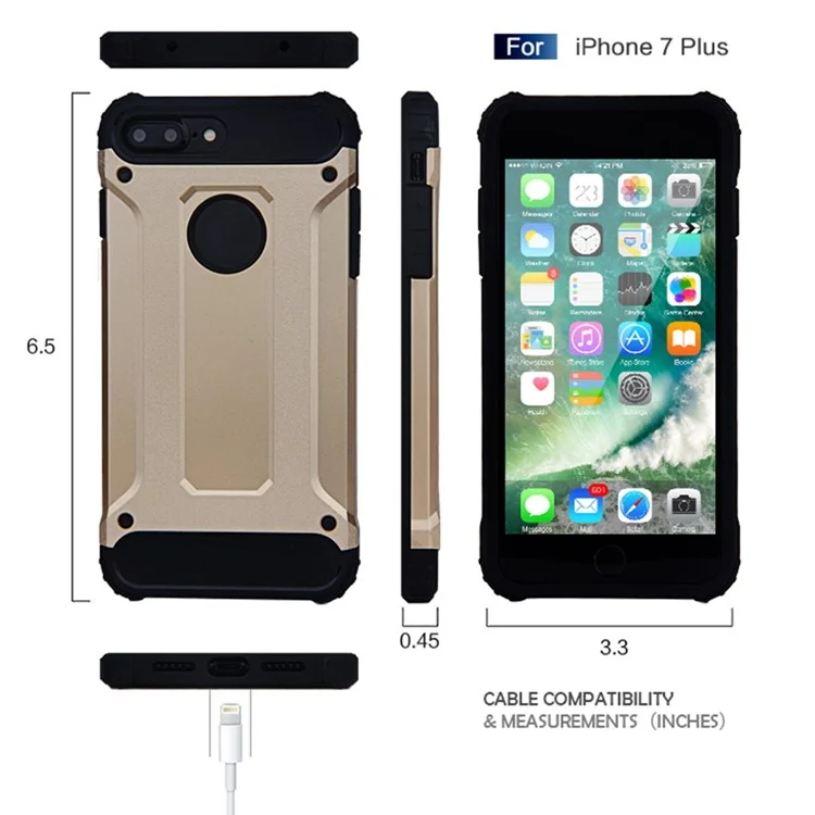 Mobile Phone Case for iPhone 8 Plus 5.5 inch, TPU + PC Back Cover Shockproof Protective Shell - Rose Gold