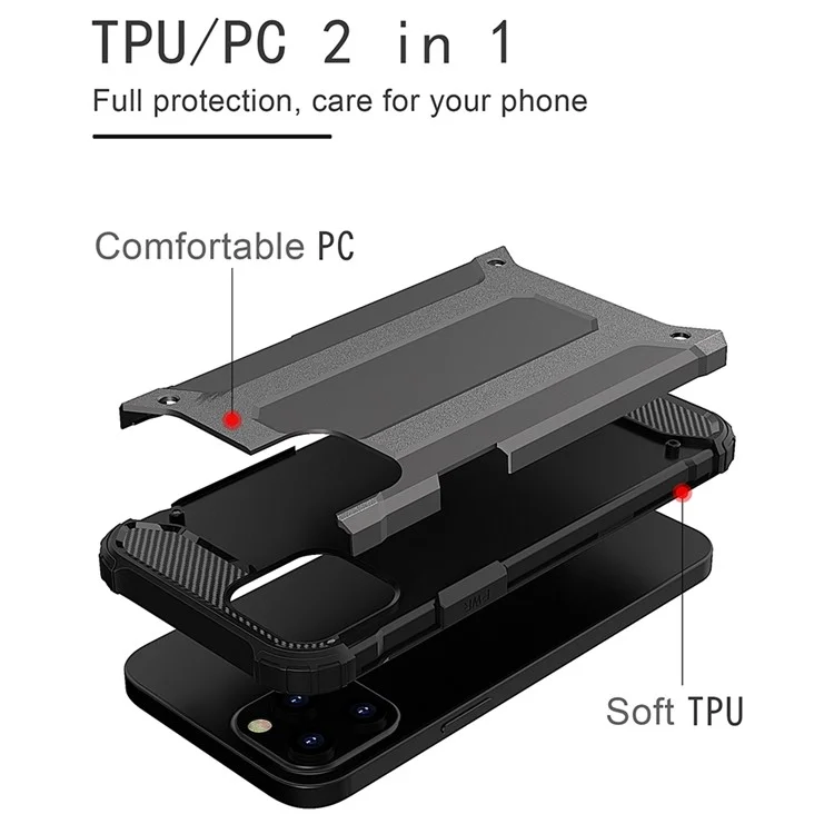 Phone Case for iPhone 12 Pro Max 6.7 inch, Scratch-resistant Anti-fall TPU + PC Back Cover - Grey