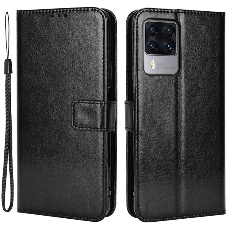 Для Cubot X50 Crazy Horse Texture Wallet Anti-feear Case Stand TPU+PU - Черный