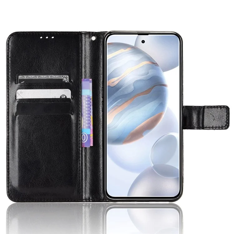 Для Cubot X50 Crazy Horse Texture Wallet Anti-feear Case Stand TPU+PU - Черный