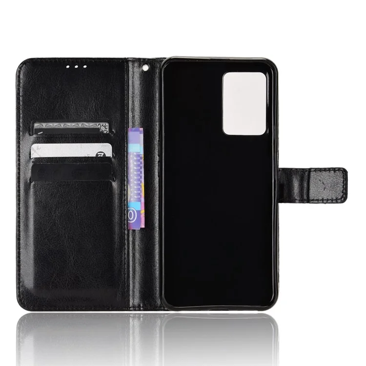 Для Cubot X50 Crazy Horse Texture Wallet Anti-feear Case Stand TPU+PU - Черный