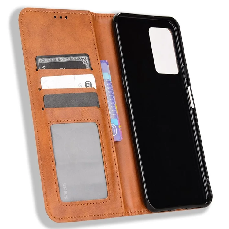 Para Cubot X50 Vintage PU Couro Magnético Caixa de Celular Caixa Pragem Flip Folio Protector - Castanho