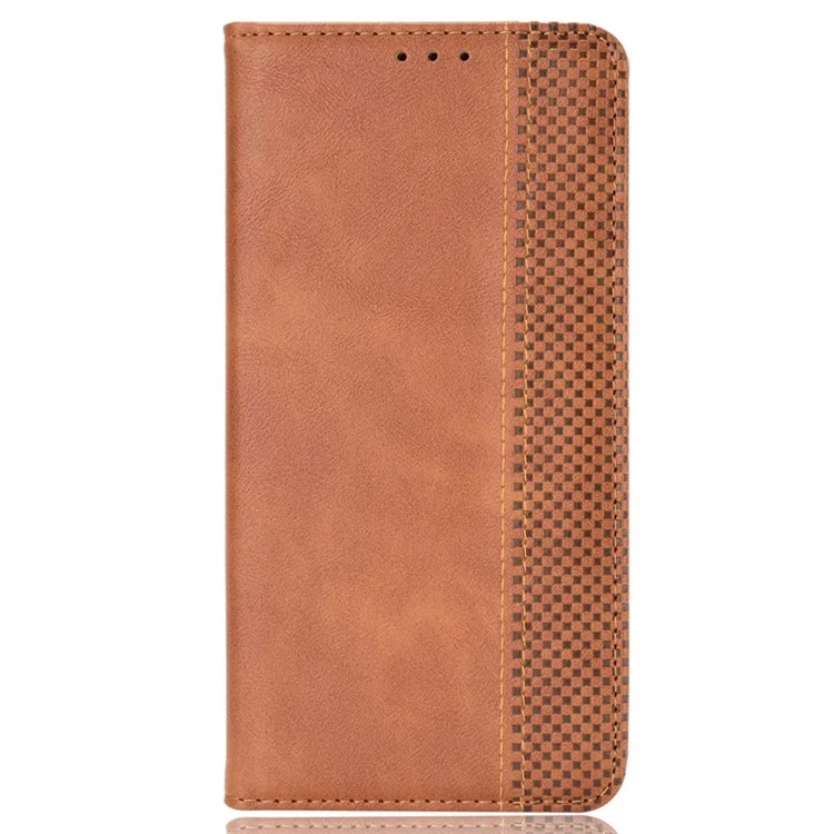 Para Cubot X50 Vintage PU Couro Magnético Caixa de Celular Caixa Pragem Flip Folio Protector - Castanho