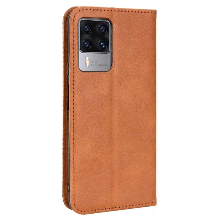 Para Cubot X50 Vintage PU Couro Magnético Caixa de Celular Caixa Pragem Flip Folio Protector - Castanho